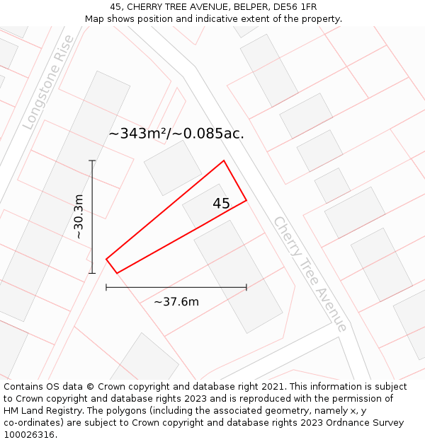 45, CHERRY TREE AVENUE, BELPER, DE56 1FR: Plot and title map