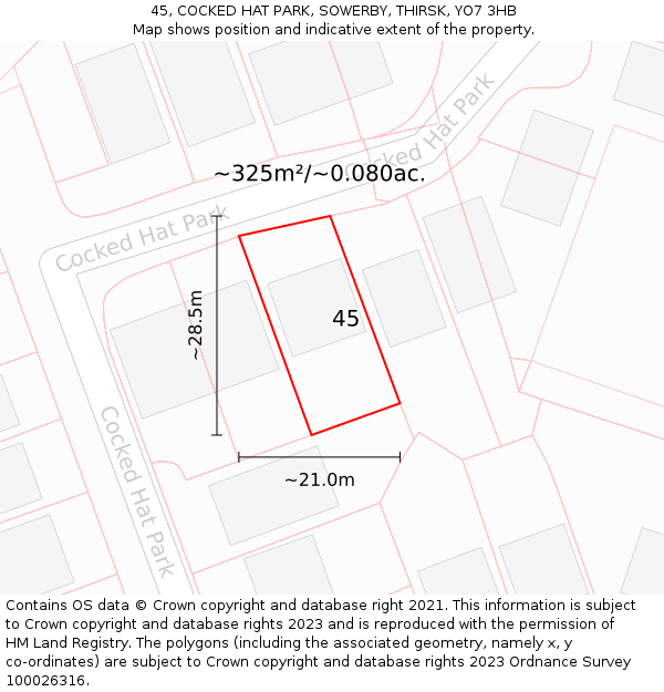 45, COCKED HAT PARK, SOWERBY, THIRSK, YO7 3HB: Plot and title map