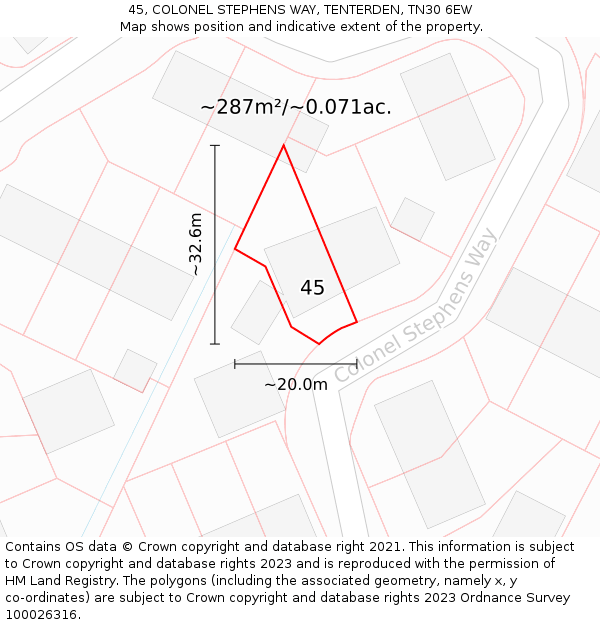 45, COLONEL STEPHENS WAY, TENTERDEN, TN30 6EW: Plot and title map