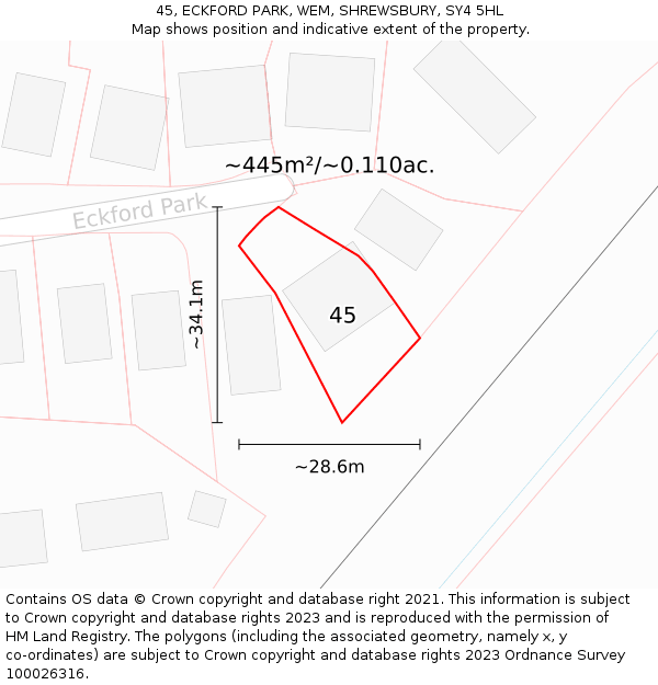 45, ECKFORD PARK, WEM, SHREWSBURY, SY4 5HL: Plot and title map