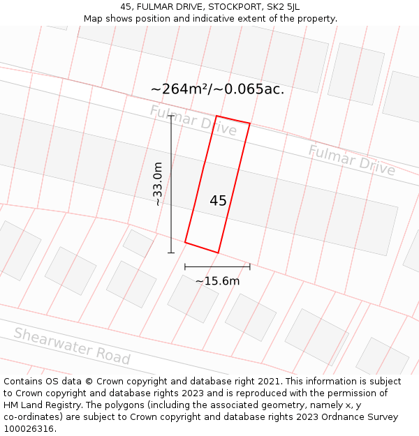 45, FULMAR DRIVE, STOCKPORT, SK2 5JL: Plot and title map