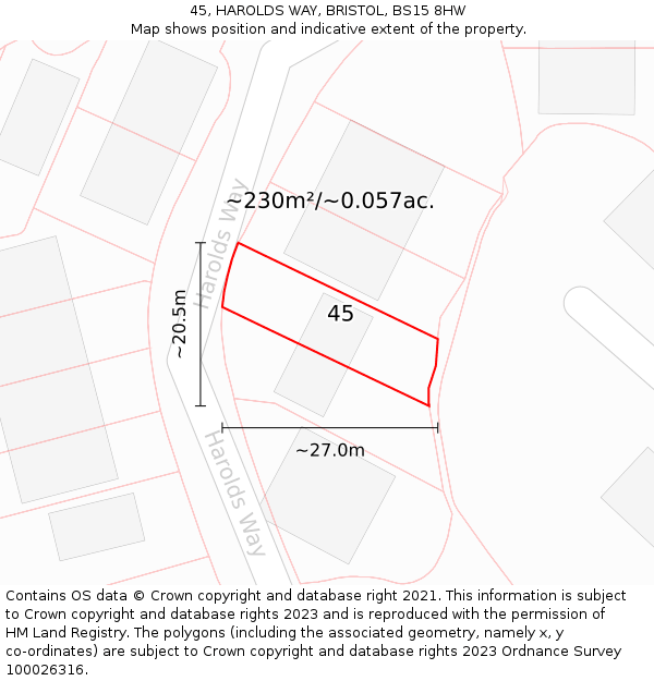 45, HAROLDS WAY, BRISTOL, BS15 8HW: Plot and title map
