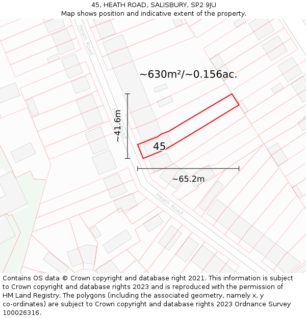 45, HEATH ROAD, SALISBURY, SP2 9JU: Plot and title map