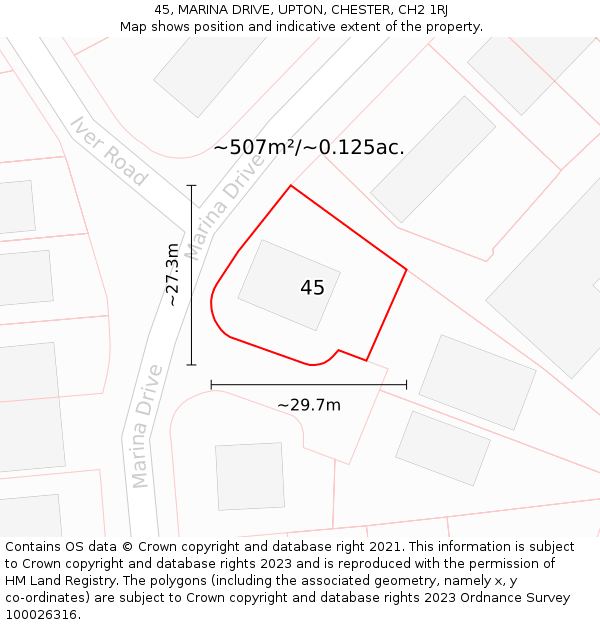 45, MARINA DRIVE, UPTON, CHESTER, CH2 1RJ: Plot and title map