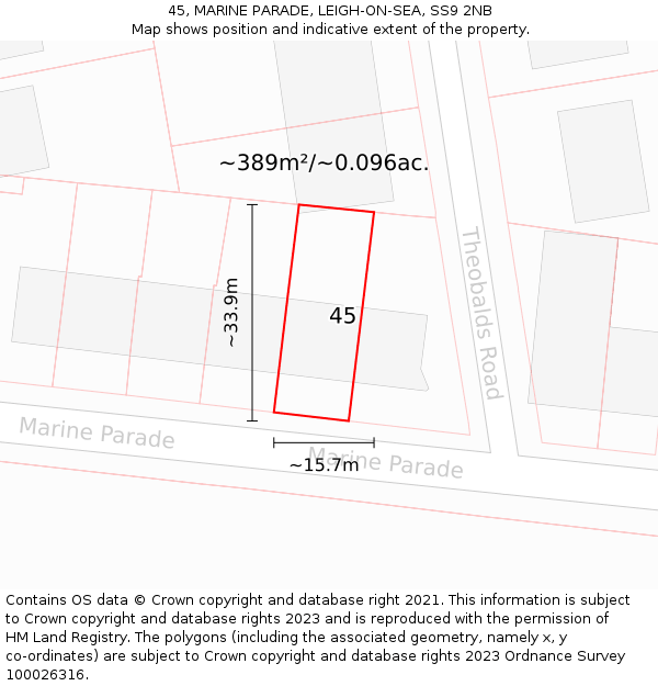 45, MARINE PARADE, LEIGH-ON-SEA, SS9 2NB: Plot and title map