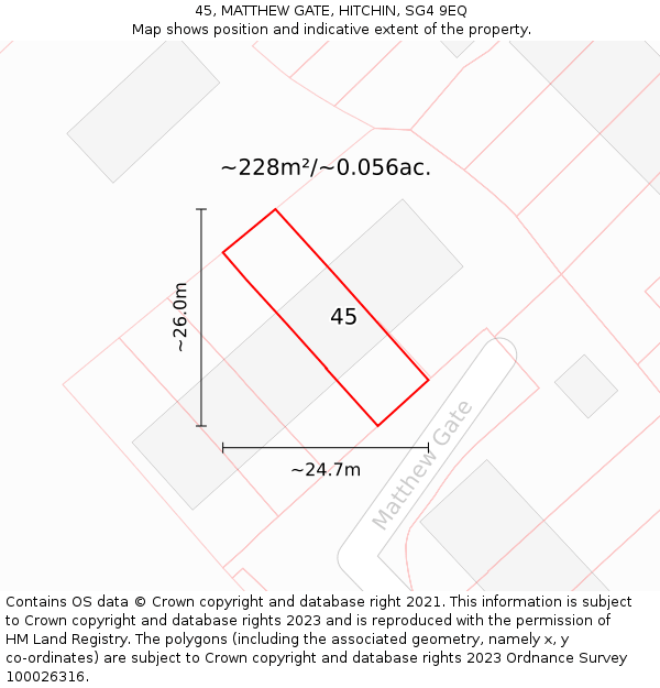 45, MATTHEW GATE, HITCHIN, SG4 9EQ: Plot and title map