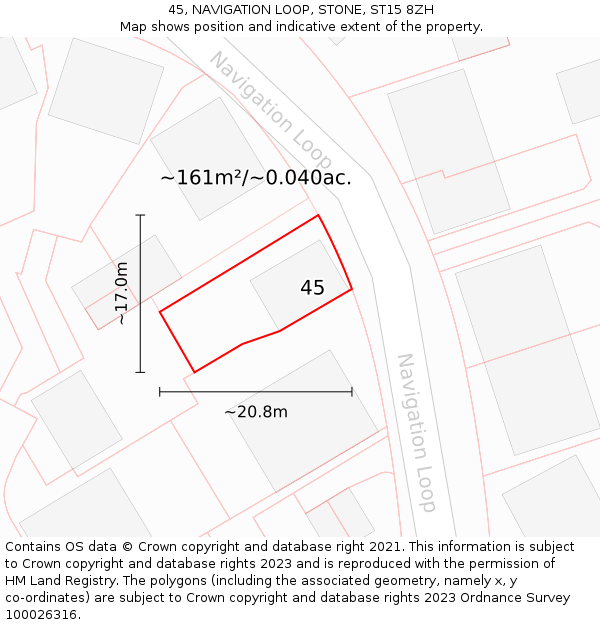 45, NAVIGATION LOOP, STONE, ST15 8ZH: Plot and title map