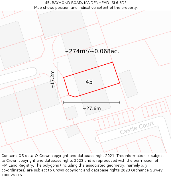 45, RAYMOND ROAD, MAIDENHEAD, SL6 6DF: Plot and title map