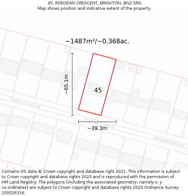 45, ROEDEAN CRESCENT, BRIGHTON, BN2 5RG: Plot and title map