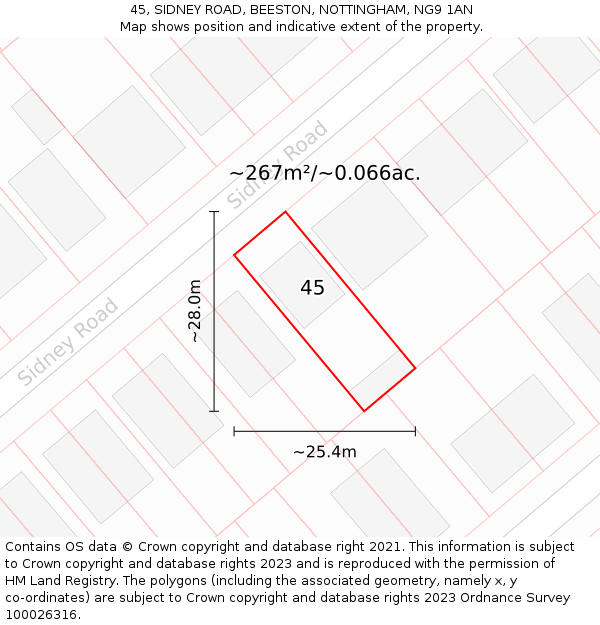 45, SIDNEY ROAD, BEESTON, NOTTINGHAM, NG9 1AN: Plot and title map