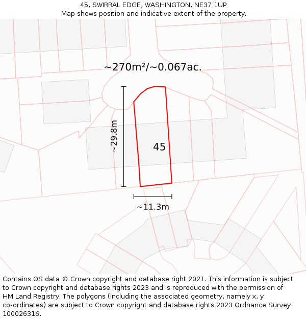 45, SWIRRAL EDGE, WASHINGTON, NE37 1UP: Plot and title map