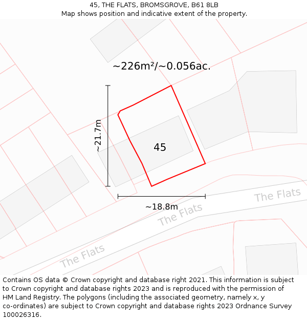 45, THE FLATS, BROMSGROVE, B61 8LB: Plot and title map