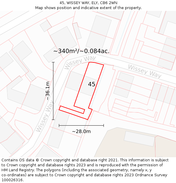 45, WISSEY WAY, ELY, CB6 2WN: Plot and title map
