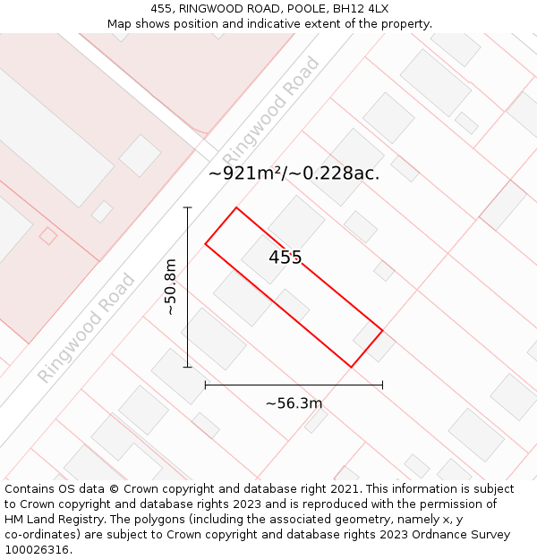 455, RINGWOOD ROAD, POOLE, BH12 4LX: Plot and title map