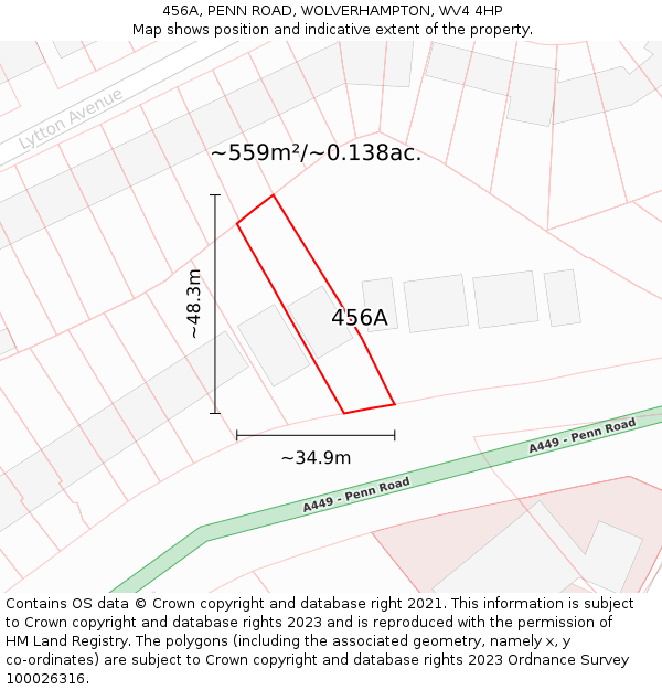 456A, PENN ROAD, WOLVERHAMPTON, WV4 4HP: Plot and title map