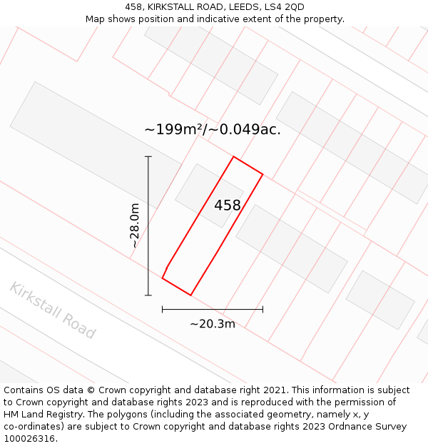 458, KIRKSTALL ROAD, LEEDS, LS4 2QD: Plot and title map