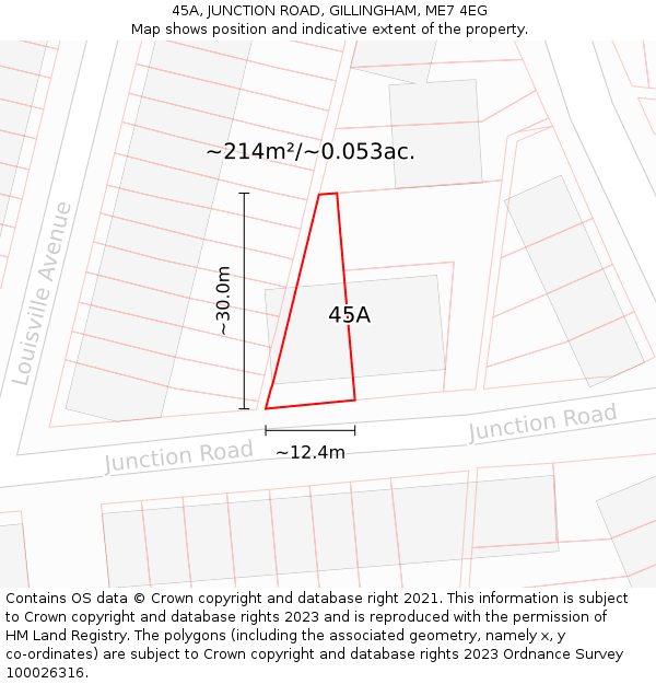 45A, JUNCTION ROAD, GILLINGHAM, ME7 4EG: Plot and title map