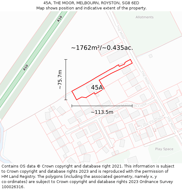 45A, THE MOOR, MELBOURN, ROYSTON, SG8 6ED: Plot and title map