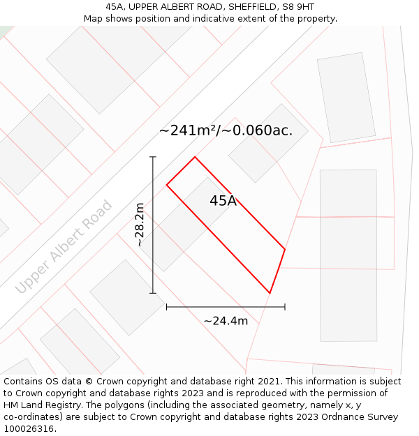 45A, UPPER ALBERT ROAD, SHEFFIELD, S8 9HT: Plot and title map