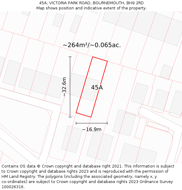 45A, VICTORIA PARK ROAD, BOURNEMOUTH, BH9 2RD: Plot and title map