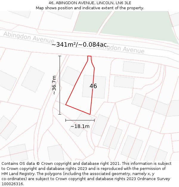 46, ABINGDON AVENUE, LINCOLN, LN6 3LE: Plot and title map