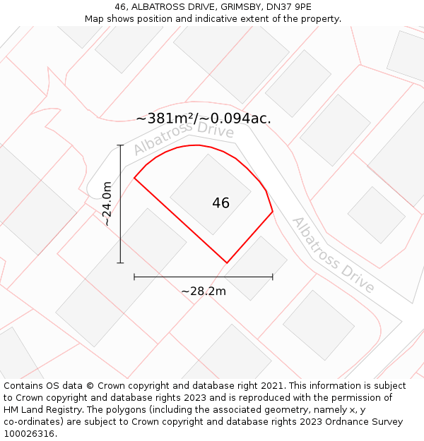 46, ALBATROSS DRIVE, GRIMSBY, DN37 9PE: Plot and title map