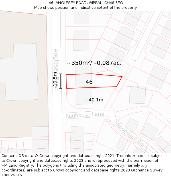 46, ANGLESEY ROAD, WIRRAL, CH48 5EG: Plot and title map