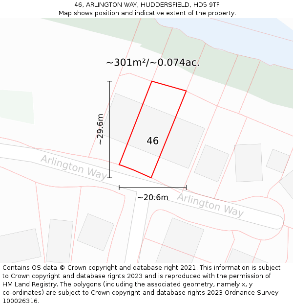 46, ARLINGTON WAY, HUDDERSFIELD, HD5 9TF: Plot and title map