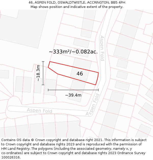 46, ASPEN FOLD, OSWALDTWISTLE, ACCRINGTON, BB5 4PH: Plot and title map
