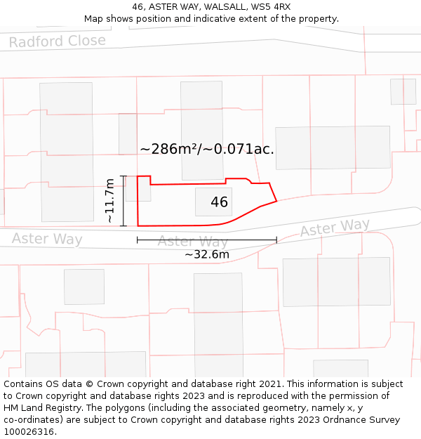 46, ASTER WAY, WALSALL, WS5 4RX: Plot and title map
