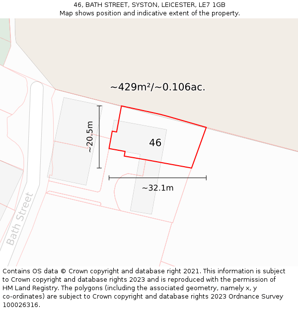 46, BATH STREET, SYSTON, LEICESTER, LE7 1GB: Plot and title map