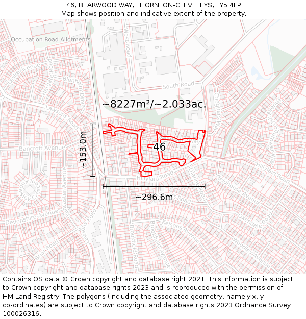 46, BEARWOOD WAY, THORNTON-CLEVELEYS, FY5 4FP: Plot and title map