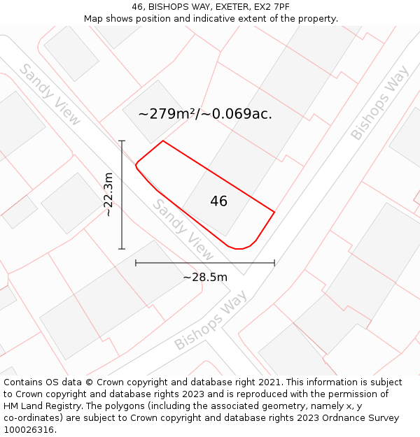 46, BISHOPS WAY, EXETER, EX2 7PF: Plot and title map