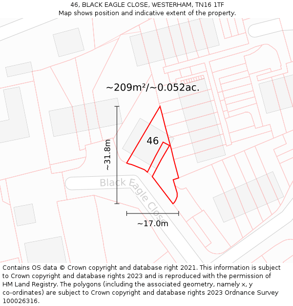 46, BLACK EAGLE CLOSE, WESTERHAM, TN16 1TF: Plot and title map