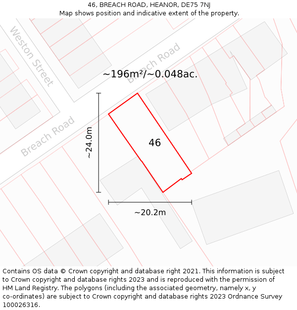 46, BREACH ROAD, HEANOR, DE75 7NJ: Plot and title map