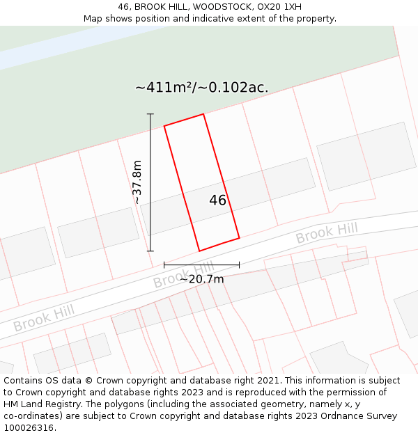 46, BROOK HILL, WOODSTOCK, OX20 1XH: Plot and title map