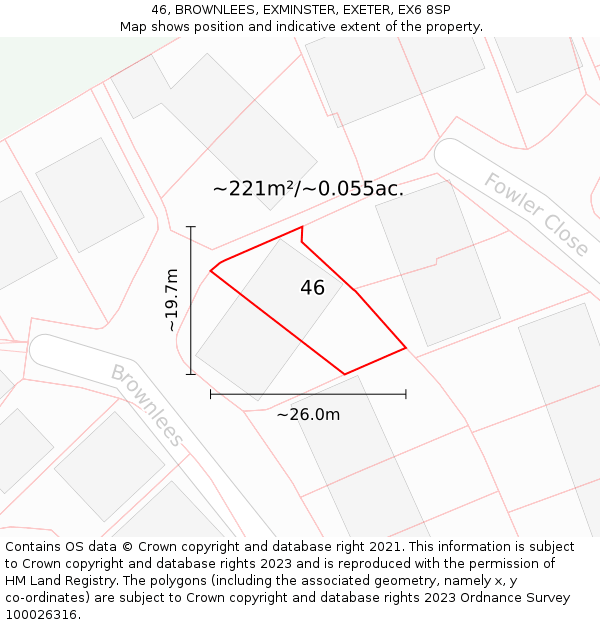 46, BROWNLEES, EXMINSTER, EXETER, EX6 8SP: Plot and title map