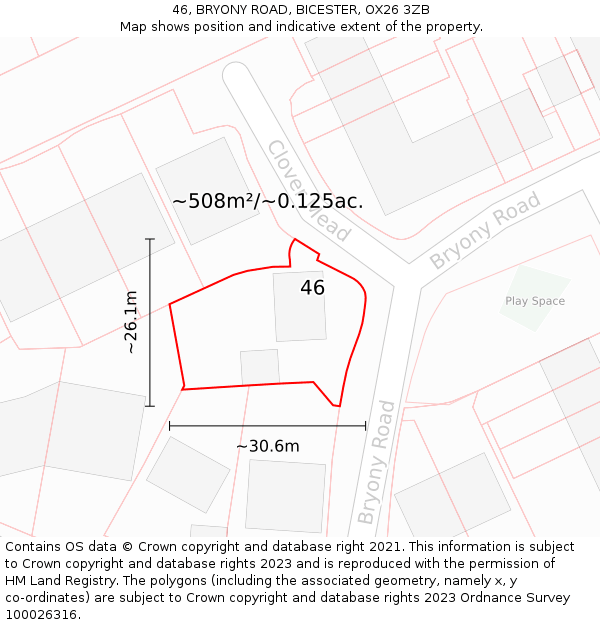 46, BRYONY ROAD, BICESTER, OX26 3ZB: Plot and title map