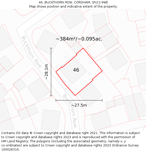 46, BUCKTHORN ROW, CORSHAM, SN13 9WE: Plot and title map