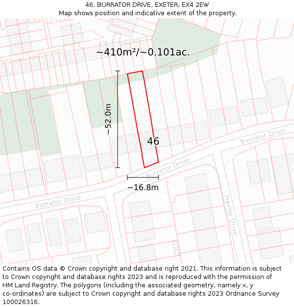 46, BURRATOR DRIVE, EXETER, EX4 2EW: Plot and title map