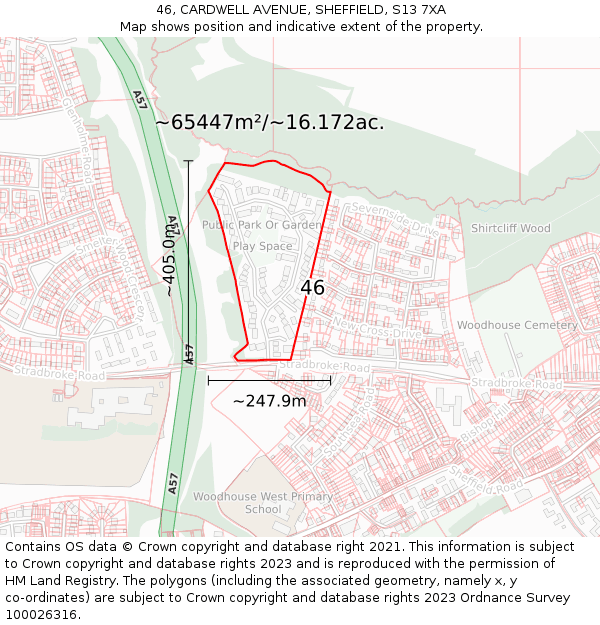 46, CARDWELL AVENUE, SHEFFIELD, S13 7XA: Plot and title map