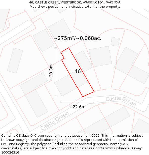 46, CASTLE GREEN, WESTBROOK, WARRINGTON, WA5 7XA: Plot and title map