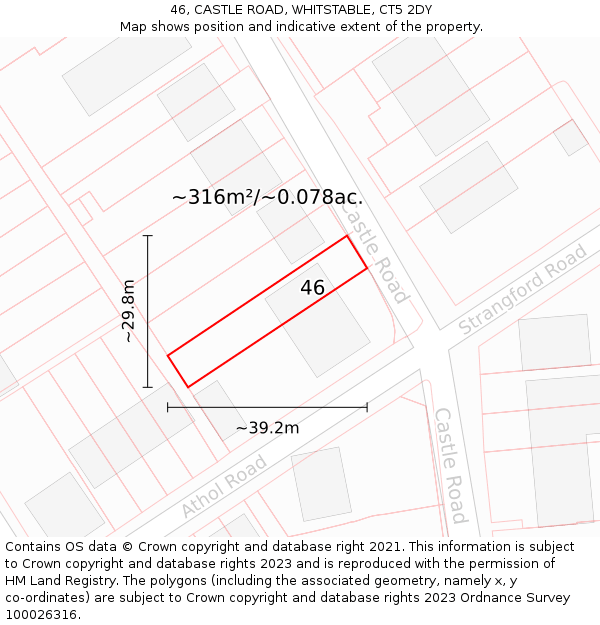 46, CASTLE ROAD, WHITSTABLE, CT5 2DY: Plot and title map