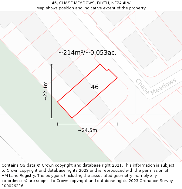 46, CHASE MEADOWS, BLYTH, NE24 4LW: Plot and title map