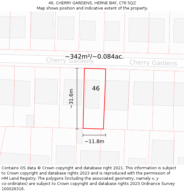46, CHERRY GARDENS, HERNE BAY, CT6 5QZ: Plot and title map