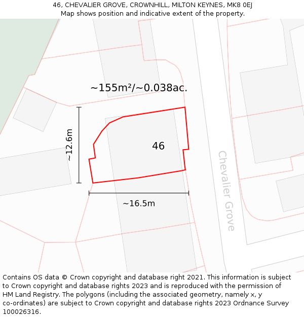 46, CHEVALIER GROVE, CROWNHILL, MILTON KEYNES, MK8 0EJ: Plot and title map
