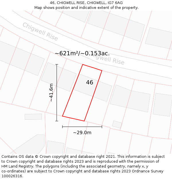 46, CHIGWELL RISE, CHIGWELL, IG7 6AG: Plot and title map
