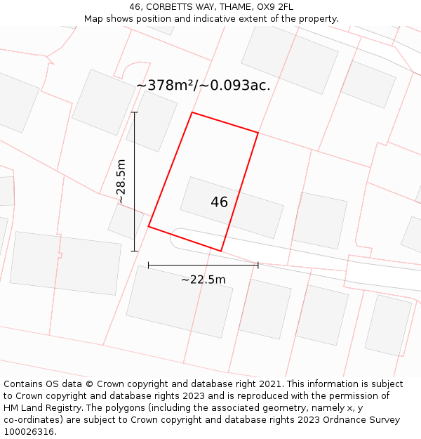 46, CORBETTS WAY, THAME, OX9 2FL: Plot and title map