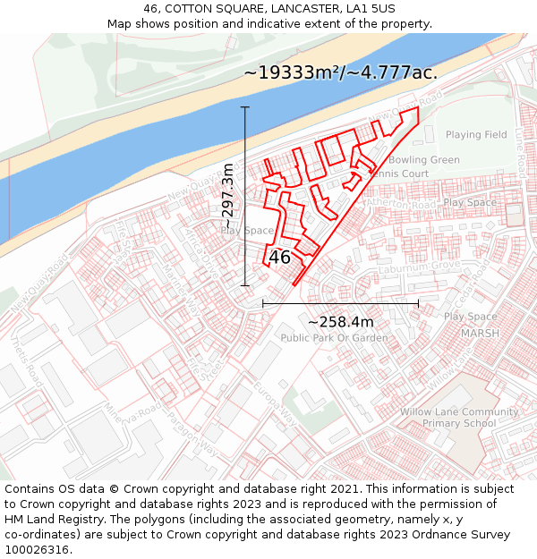 46, COTTON SQUARE, LANCASTER, LA1 5US: Plot and title map