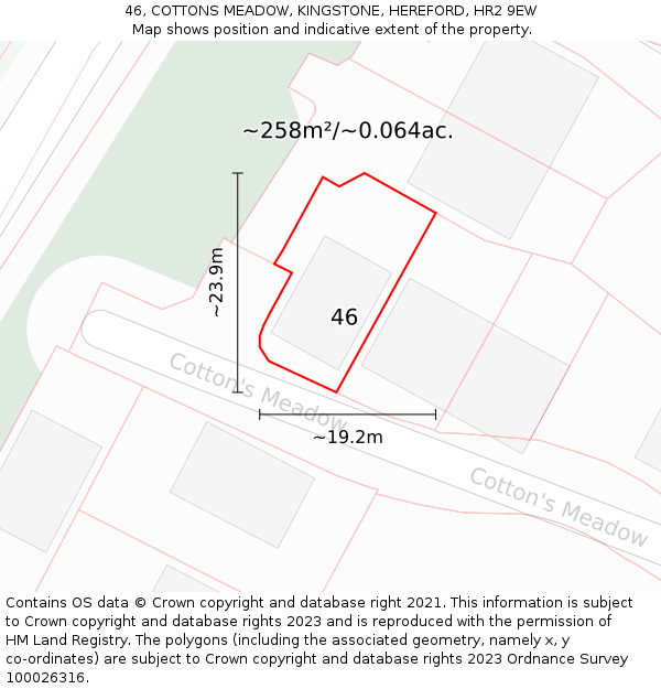 46, COTTONS MEADOW, KINGSTONE, HEREFORD, HR2 9EW: Plot and title map